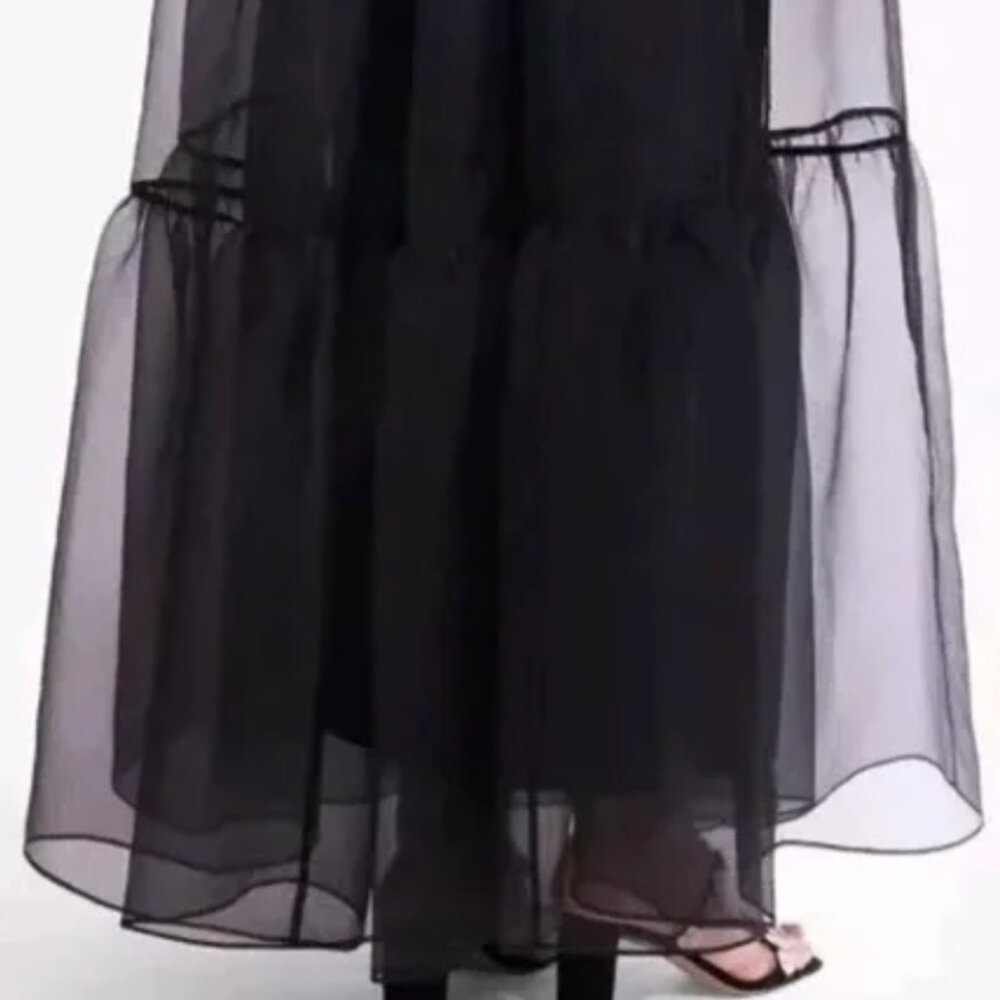 Staud Hyacinth Tiered Organza Overlay Maxi A-Line 2 Piece Dress Black M NWT - Picture 9 of 9